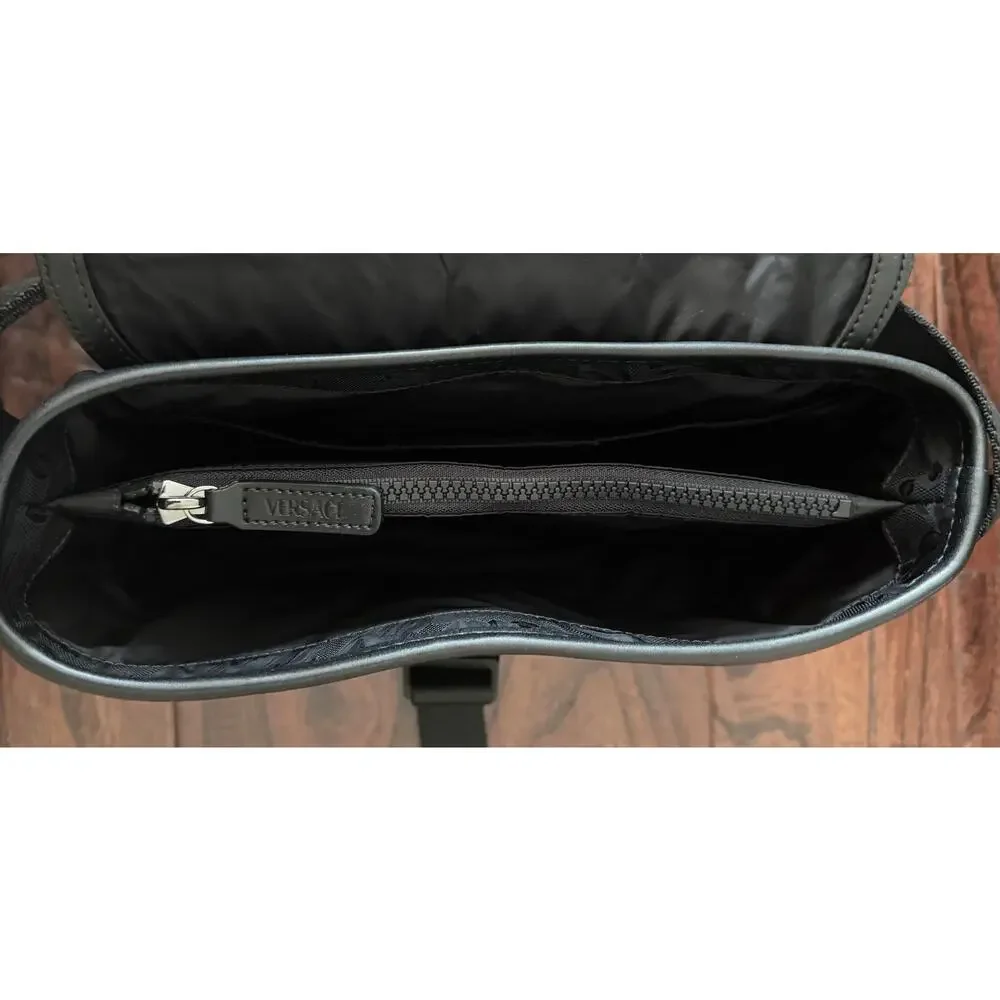 $1,575 NWT Versace Men's Barocco Jacquard Nylon Greca Buckle Messenger Bag